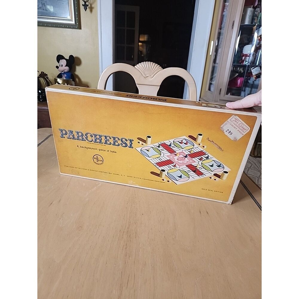 1964 Parcheesi Boardgame Gold Edition by Selchow & Righter Complete